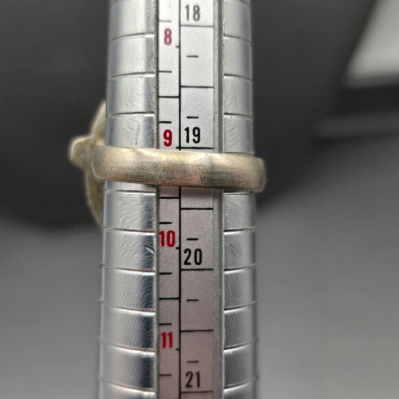 925 Sterling Silver Plt Dichroic Glass Ring Size 9 Green Iridescent Bezel Settin - Picture 6 of 12